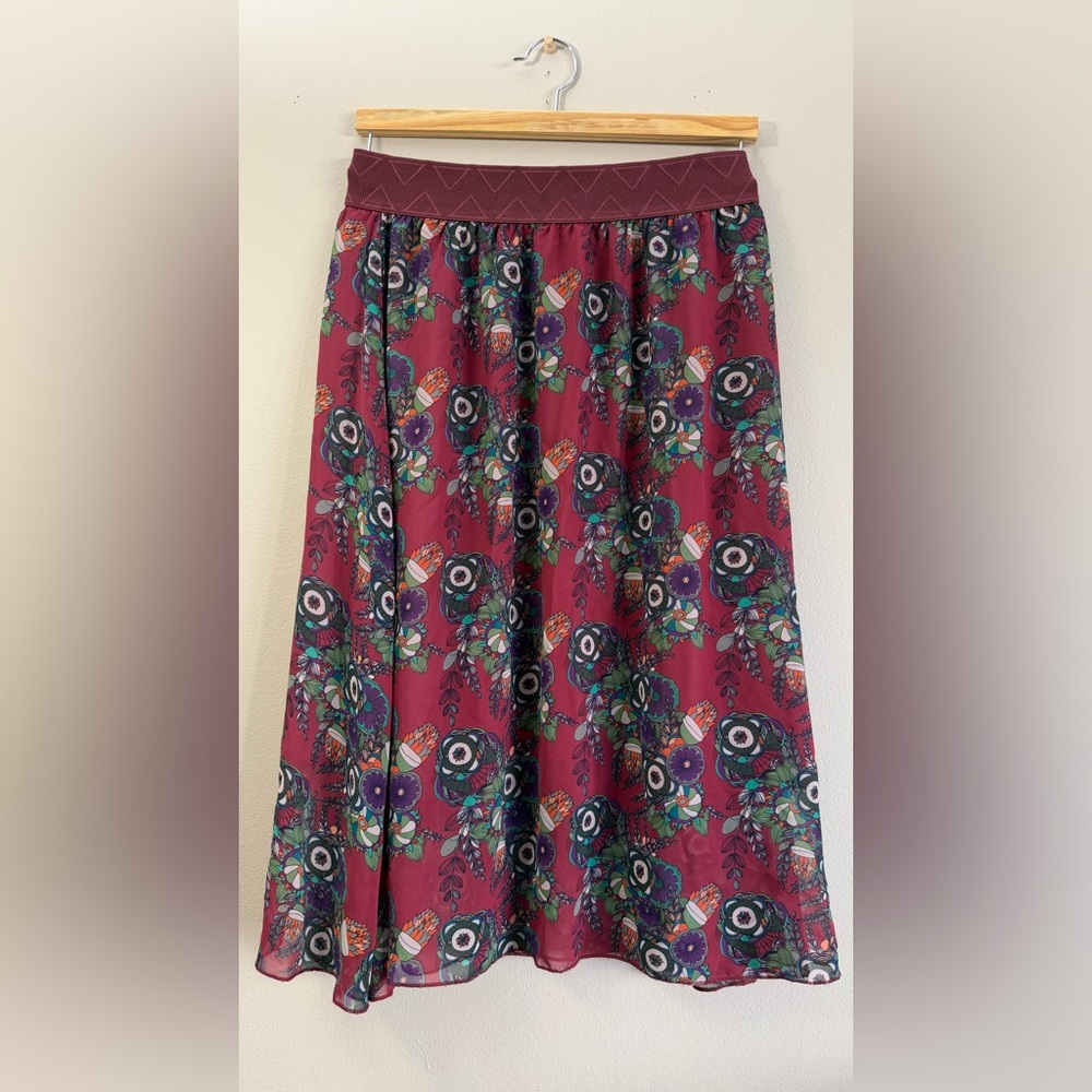 LuLaRoe A-Line Skirt - Burgundy and Black Floral